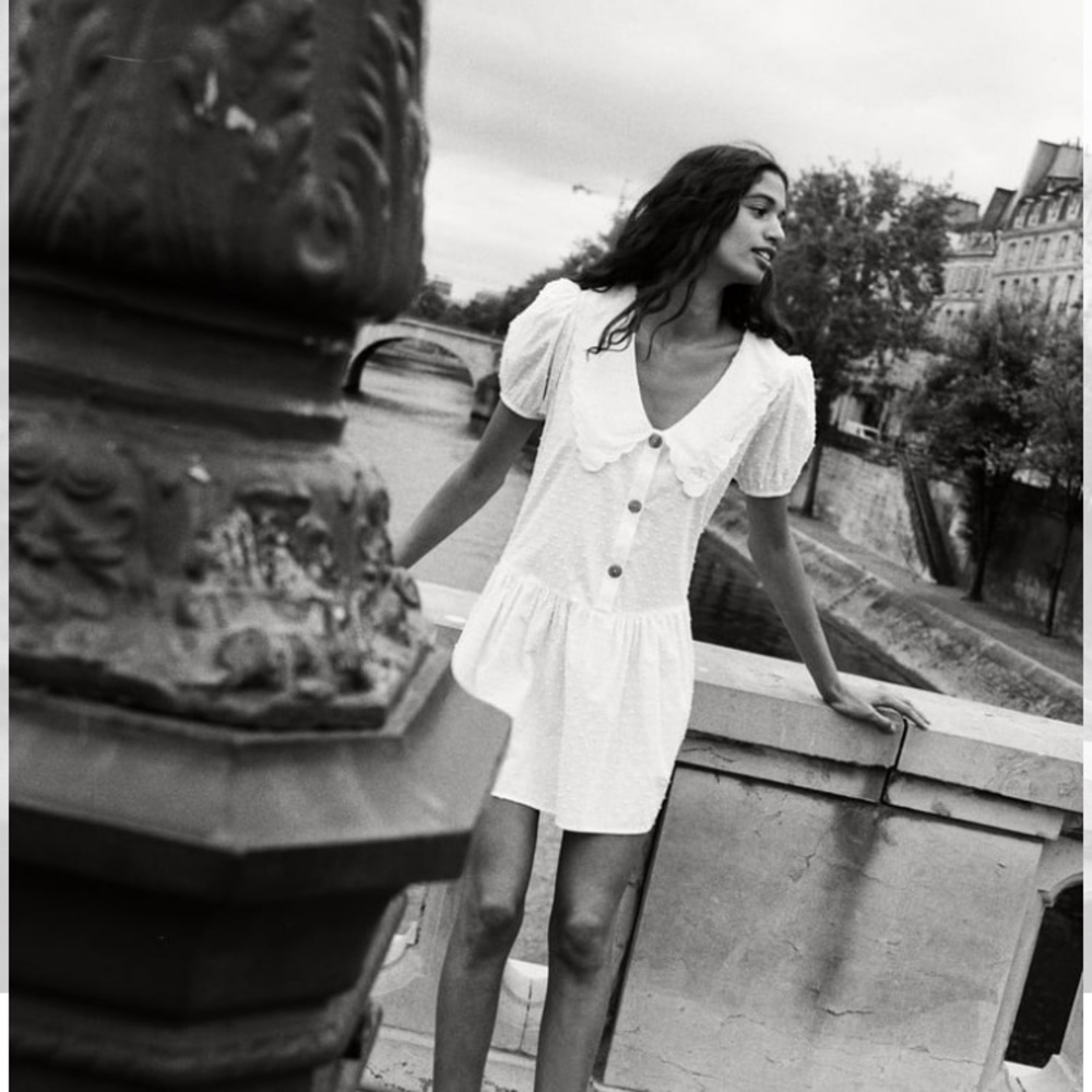 Zara dotted white mini dress. Never worn